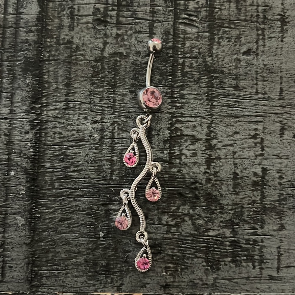 Pink vine belly button ring - Picture 2 of 3